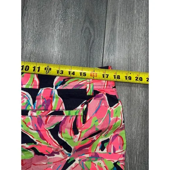 Lilly Pulitzer Print Callahan Shorts Navy Pink Green Tropical Size 10 A003140 - Picture 7 of 8